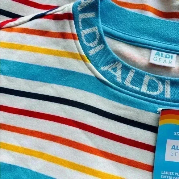 NWT Womens ALDI Gear 2024 Capsule Sweatshirt Striped Womens Pullover Size Medium - Picture 3 of 5